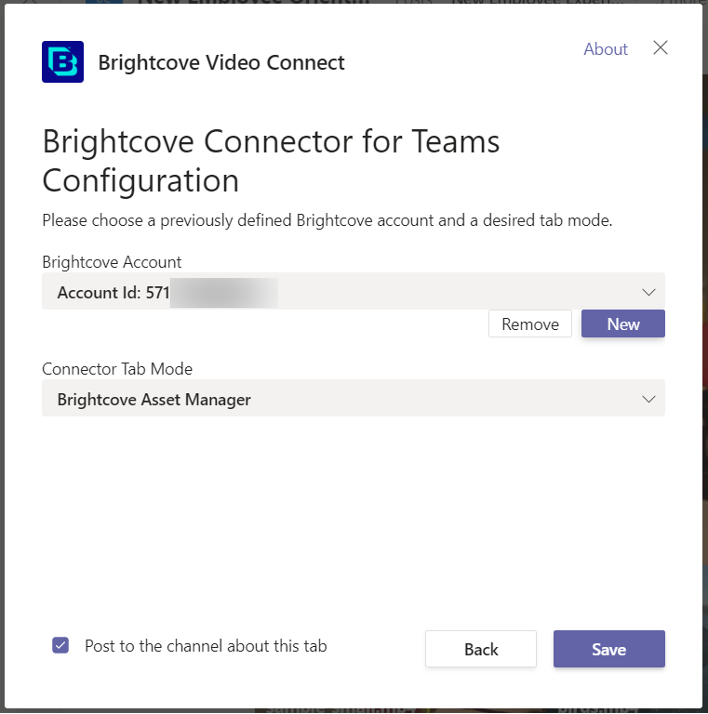 Brightcove Connector-Konfiguration speichern