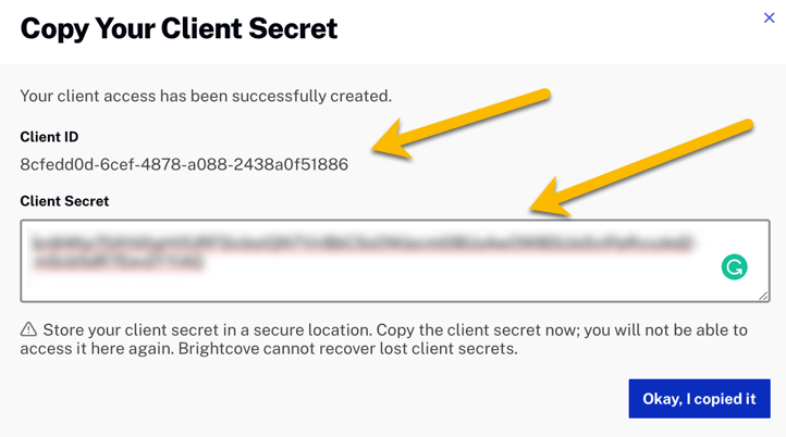 Kunden-ID und Kundengeheimnis.